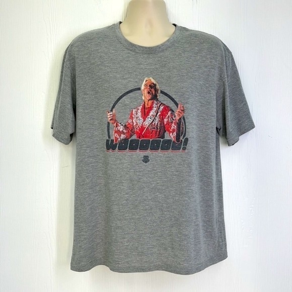 Gildan - Woooooo Ric Flair 80s Graphic WWE Gray Short Sleeve T Shirt Size XL - Picture 2 of 9